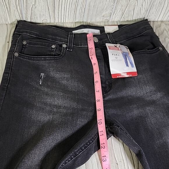 Levi's Signature Black Denim Taper Jeans Distreseed Adjustable Waist Boys 18 NWT - Picture 12 of 15